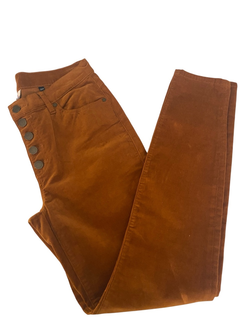 CABI BUTTON FRONT TAN CORDUROY SKINNY PANTS SIZE 6
